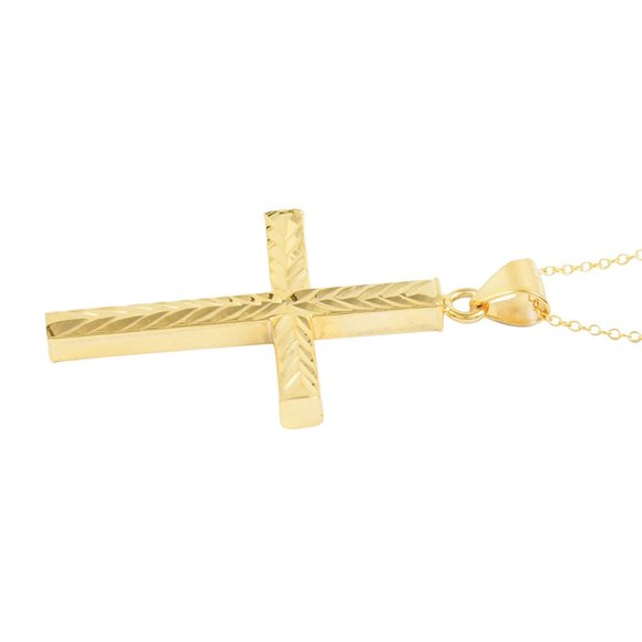 Cross Necklace 14K YG Over 925S - Picture 2 of 3